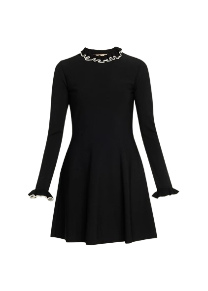 Valentino Garavani Ruffle-Trim Knit Mini Sweater Dress