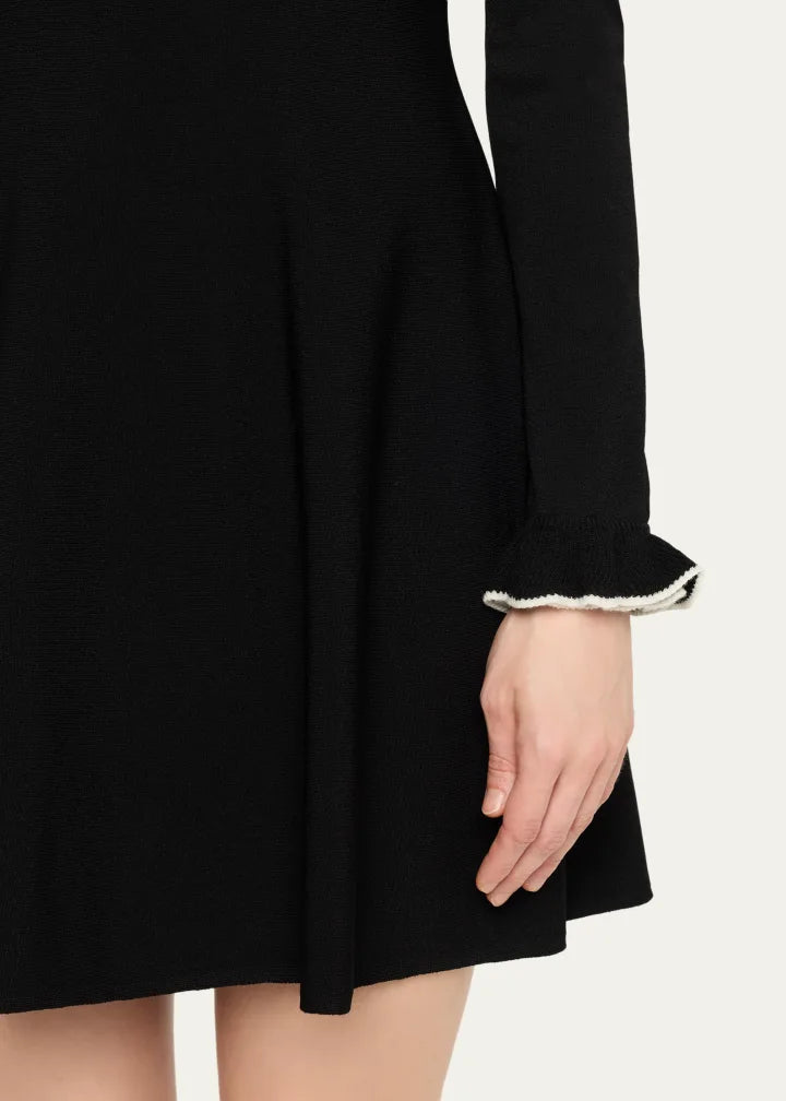 Valentino Garavani Ruffle-Trim Knit Mini Sweater Dress