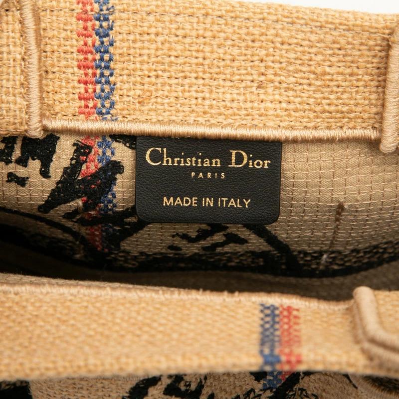 Christian Dior Catherine Small Tote in Beige Multicolor Canvas & Jute – Pre-Owned