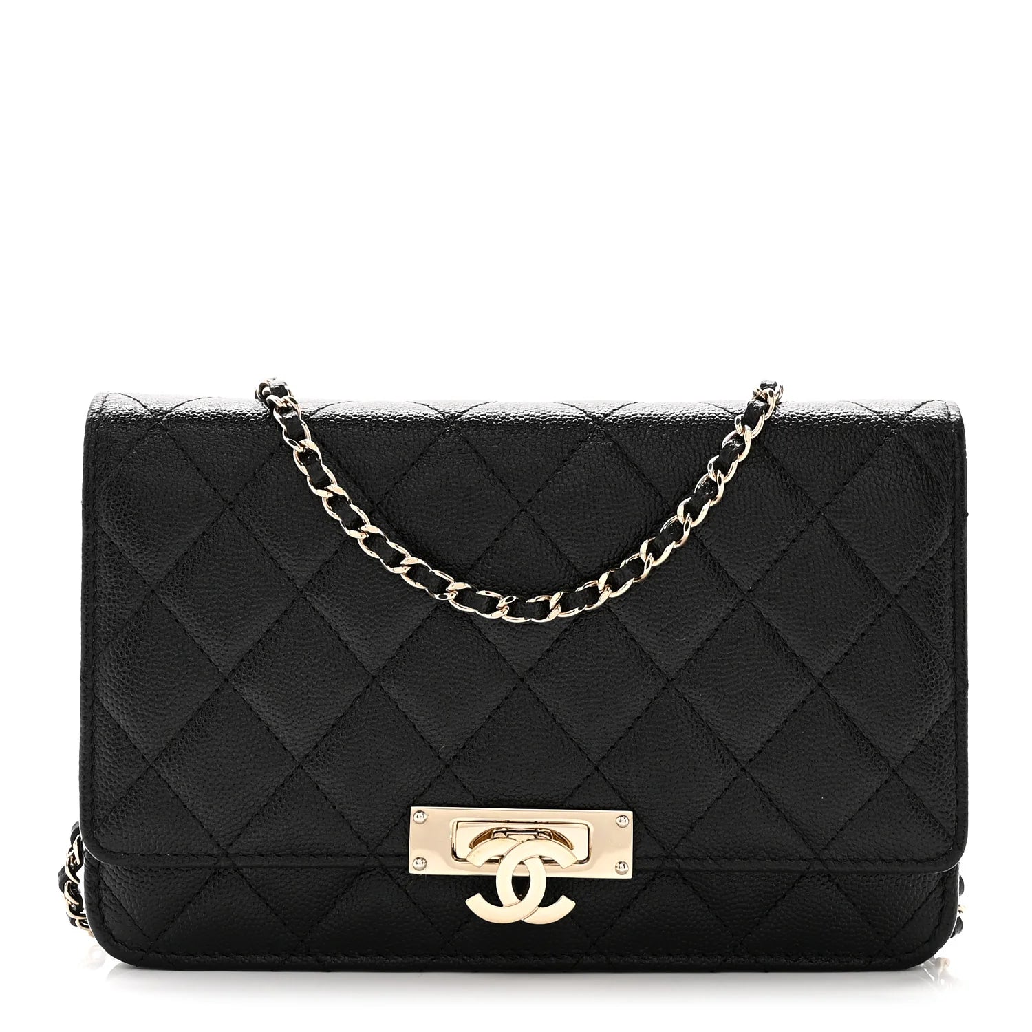 Chanel Golden Class Wallet On Chain WOC Black Caviar Quilted – Gold Hardware – Excellent Condition