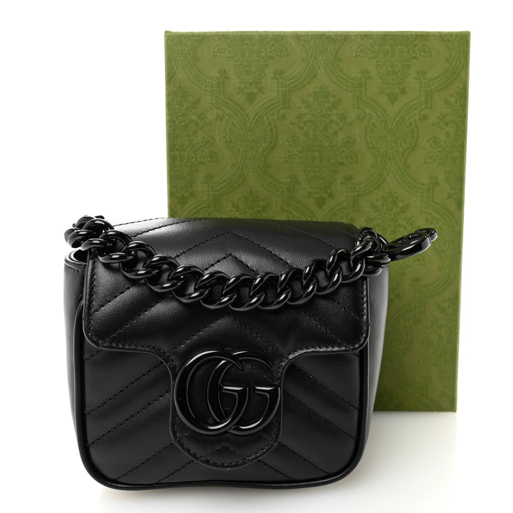 Gucci GG Marmont Matelassé Monochrome Chain Mini Belt Bag - Calfskin