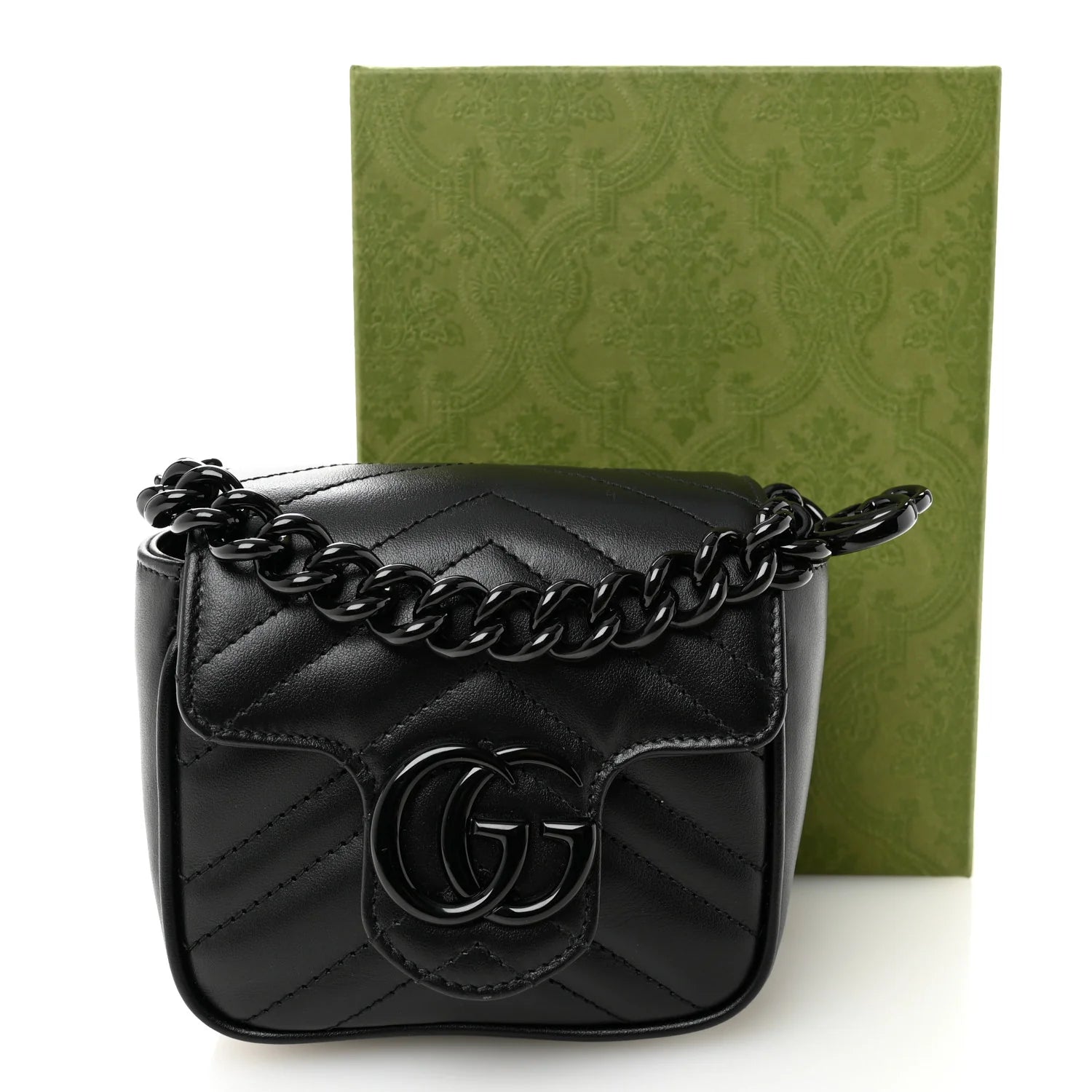 Gucci GG Marmont Matelassé Monochrome Chain Mini Belt Bag - Calfskin