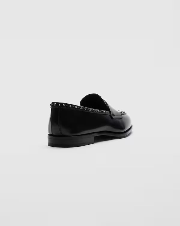 ONYX FUMÉ STUDDED LEATHER LOAFERS