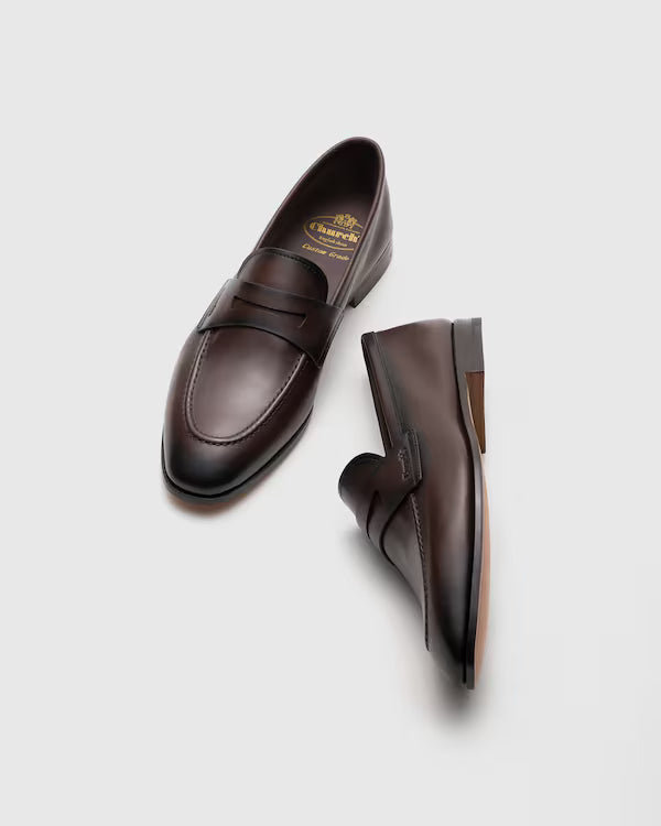 CHURCH’S BURNT MAESTEG CALFSKIN LOAFER | UNLINED LUXURY LEATHER SHOE