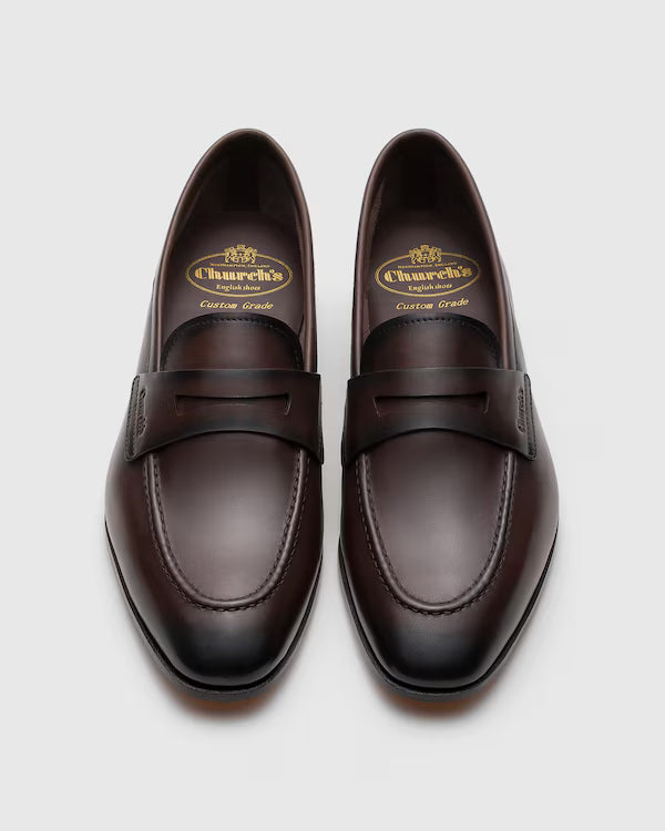 CHURCH’S BURNT MAESTEG CALFSKIN LOAFER | UNLINED LUXURY LEATHER SHOE