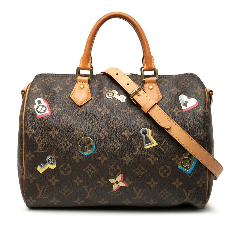 Louis Vuitton Speedy Bandoulière 30 Love Lock Monogram Bag M44365 – Pre-Owned 2-Way Handbag | BeyVogue