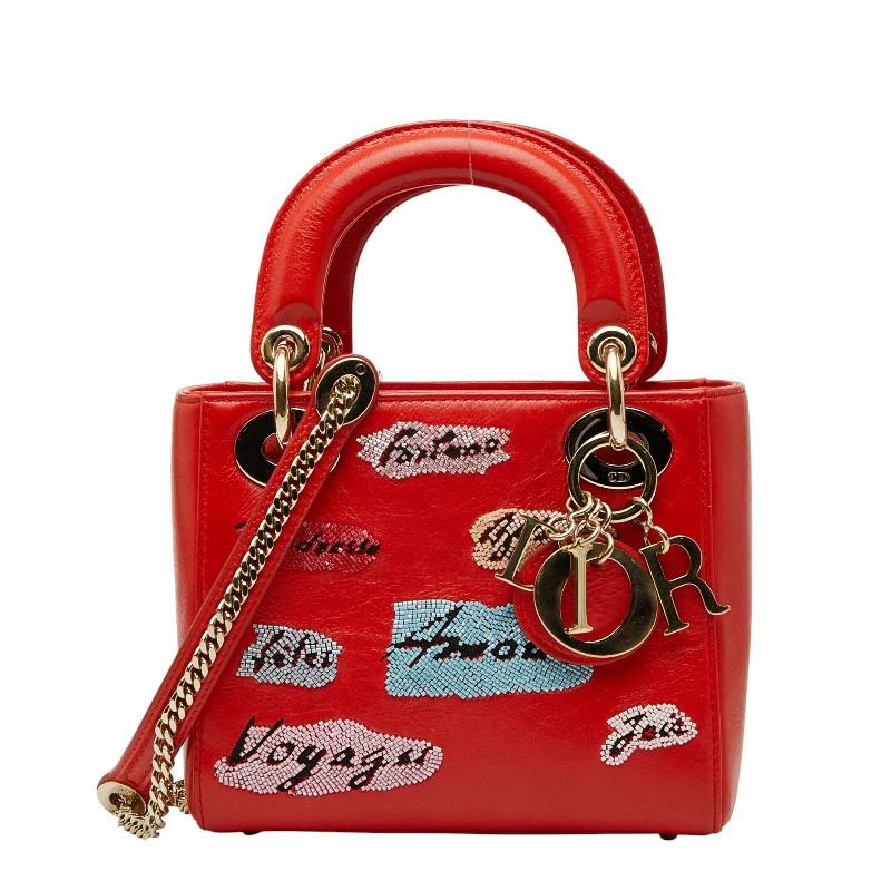 Christian Dior Lady Dior Mini Cannage Handbag in Red Leather – Pre-Owned