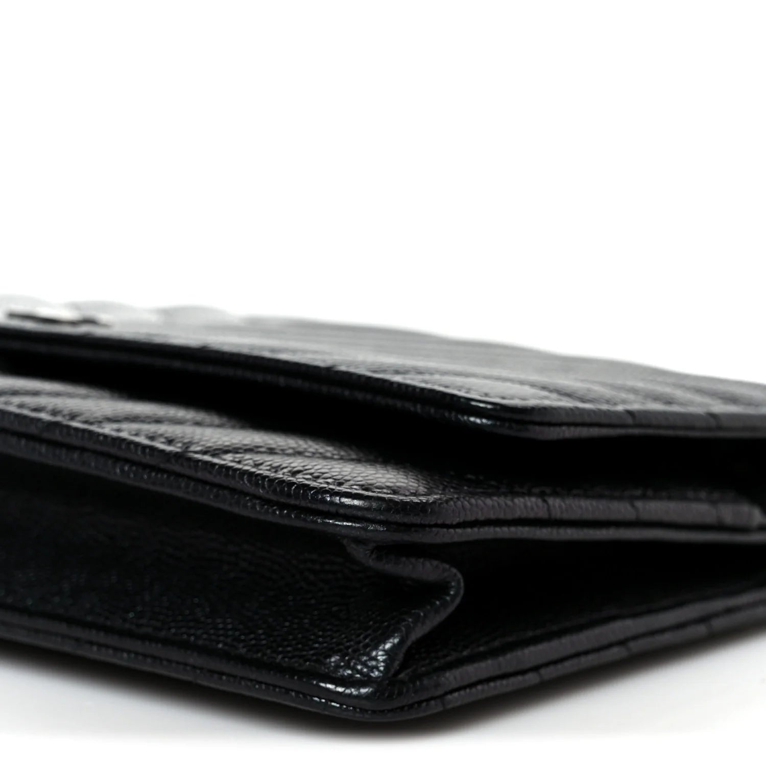 Chanel Iridescent Black Caviar Chevron Quilted Wallet On Chain (WOC) – Gold Hardware – Excellent Condition