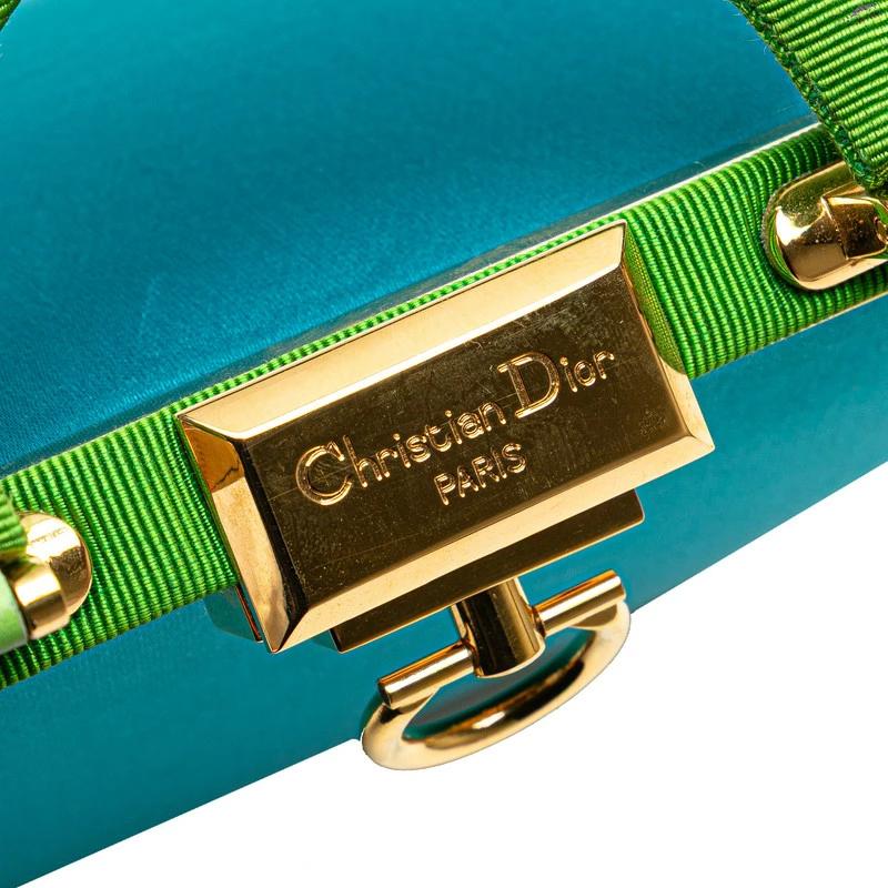 Christian Dior 2-Way Handbag in Blue & Green Satin and Canvas – Pre-Owned