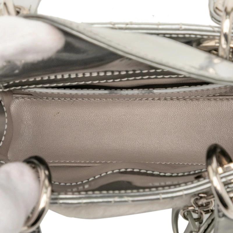 Dior Lady Dior Nano Silver Patent & Fur Cannage Bag – Pre-Owned