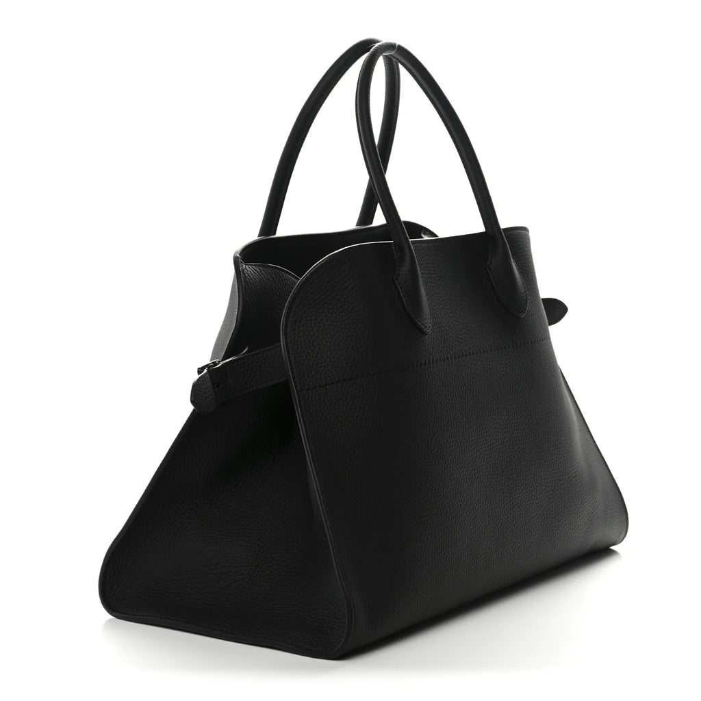The Row — Matte Grained Calfskin Soft Margaux 15 Black