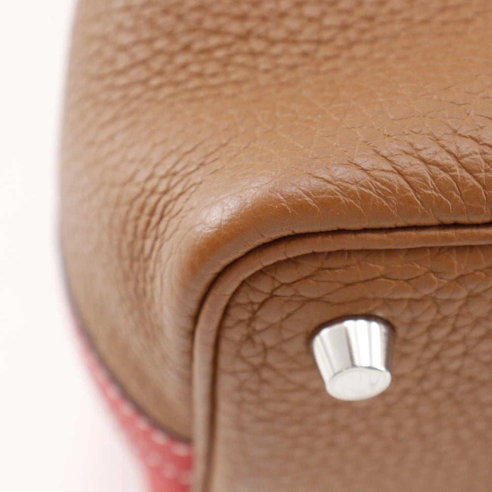 Hermès Picotin Lock Kazak 18 Two-Tone Taurillon Clemence Leather Handbag – Brown & Red – Pre-Owned