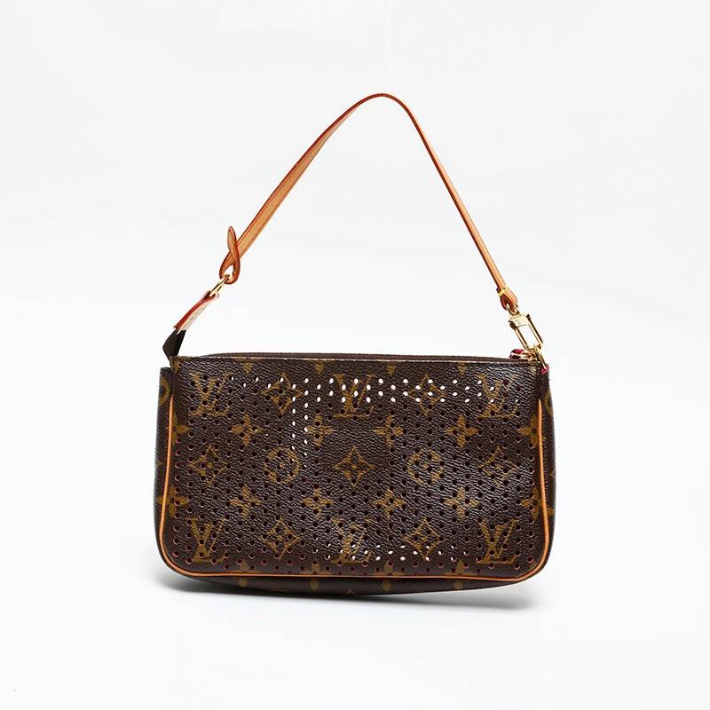 Louis Vuitton Monogram Perforated Pochette Accessoires 2006 Limited Edition Brown Bag – Very Good Condition | BeyVogue