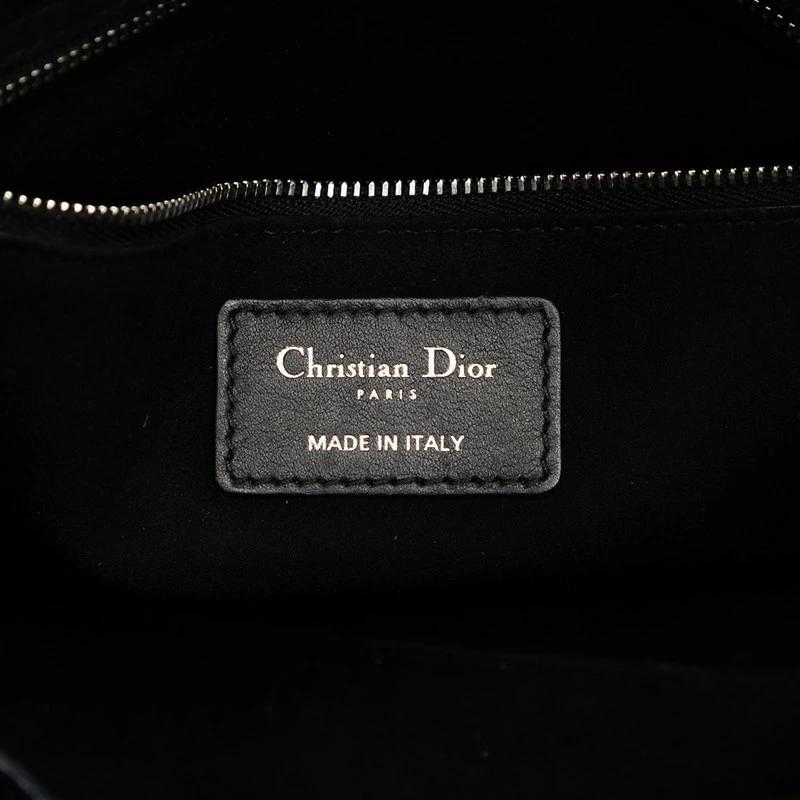 Dior Lady Dior Studded Black Gray Calfskin Shoulder Bag – Pre-Owned