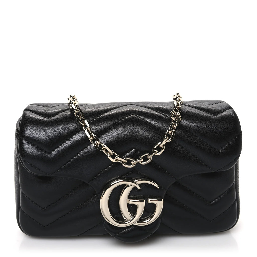 Gucci Lambskin Mini GG Marmont Matelassé – Black