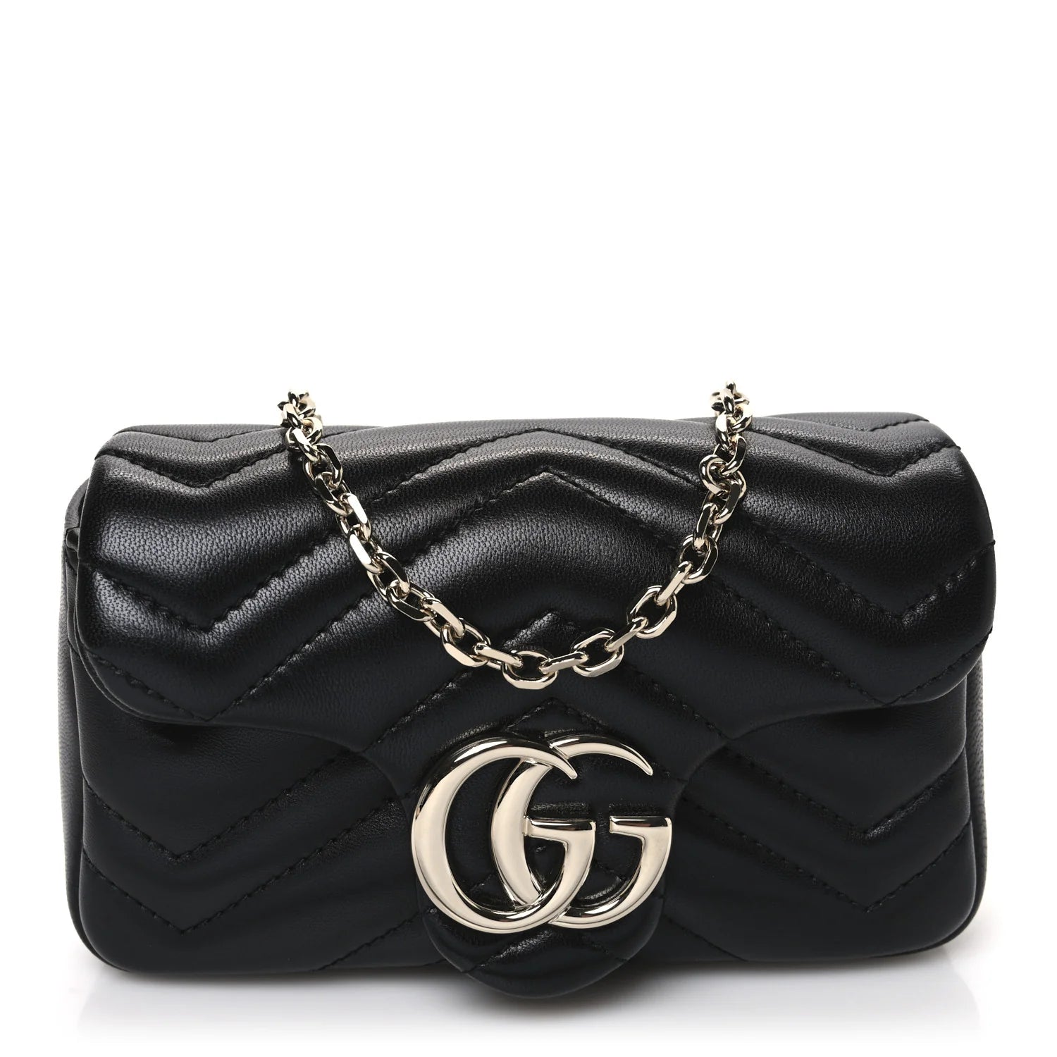 Gucci Lambskin Mini GG Marmont Matelassé – Black