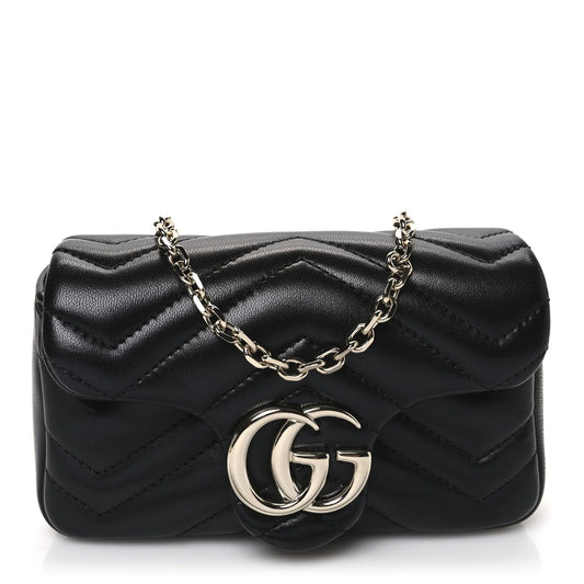 Gucci Lambskin Mini GG Marmont Matelassé – Black