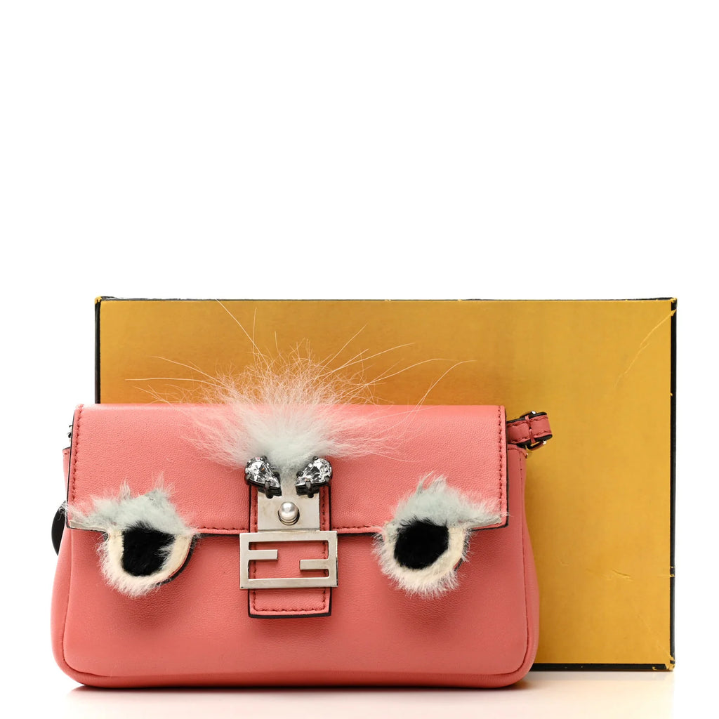 Fendi Baguette - Nappa Rabbit Fox Fur Micro Buggie Baguette Coral