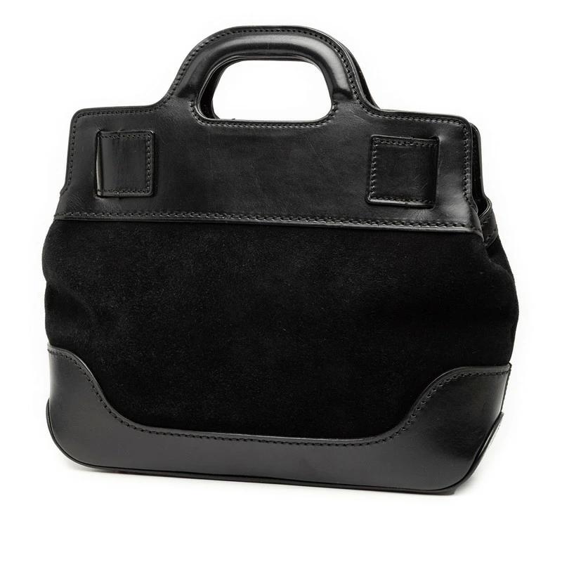 Salvatore Ferragamo Gancini Black Suede & Leather Shoulder Bag – Pre-Owned