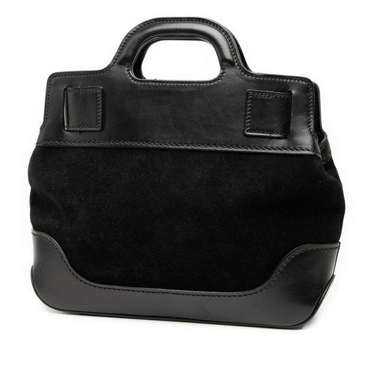 Salvatore Ferragamo Gancini Black Suede & Leather Shoulder Bag – Pre-Owned