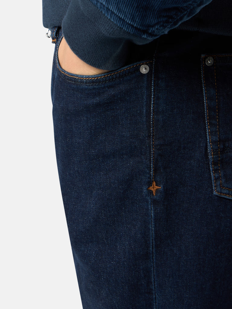 STONE ISLAND SLIM FIT STRETCH INDIGO JEANS | DENIM RESEARCH RINSED JEANS
