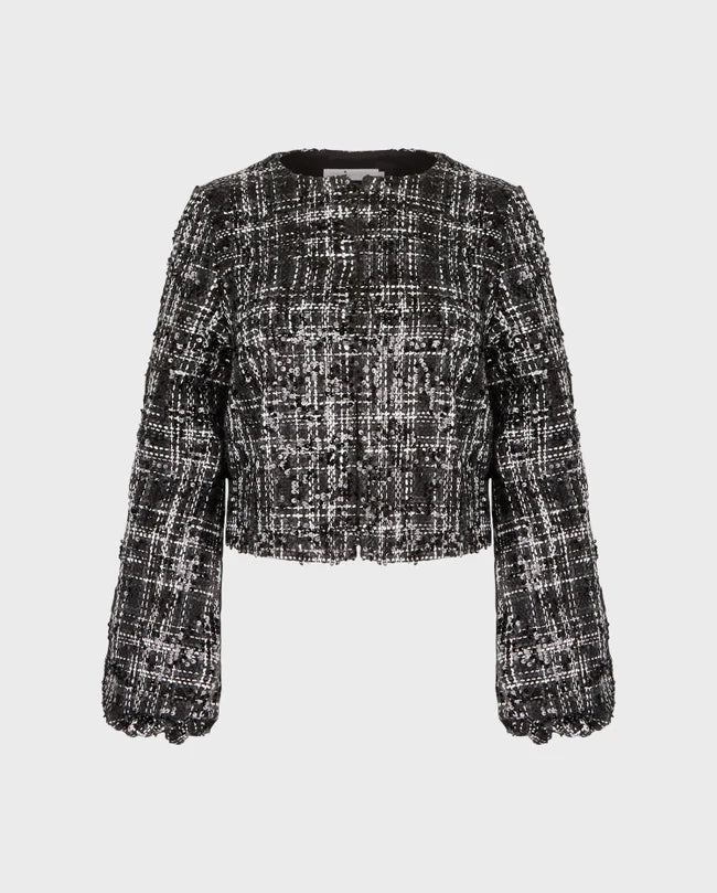 MILAN BLACK & WHITE TWEED JACKET | METALLIC ACCENT CROPPED JACKET by A/F