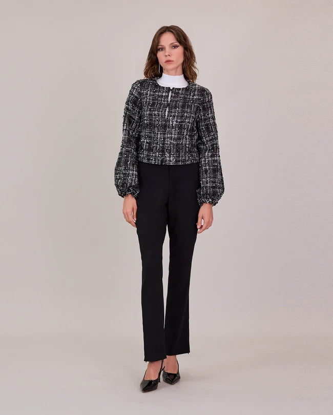 MILAN BLACK & WHITE TWEED JACKET | METALLIC ACCENT CROPPED JACKET by A/F