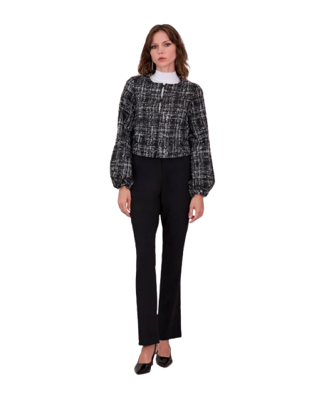 MILAN BLACK & WHITE TWEED JACKET | METALLIC ACCENT CROPPED JACKET by A/F