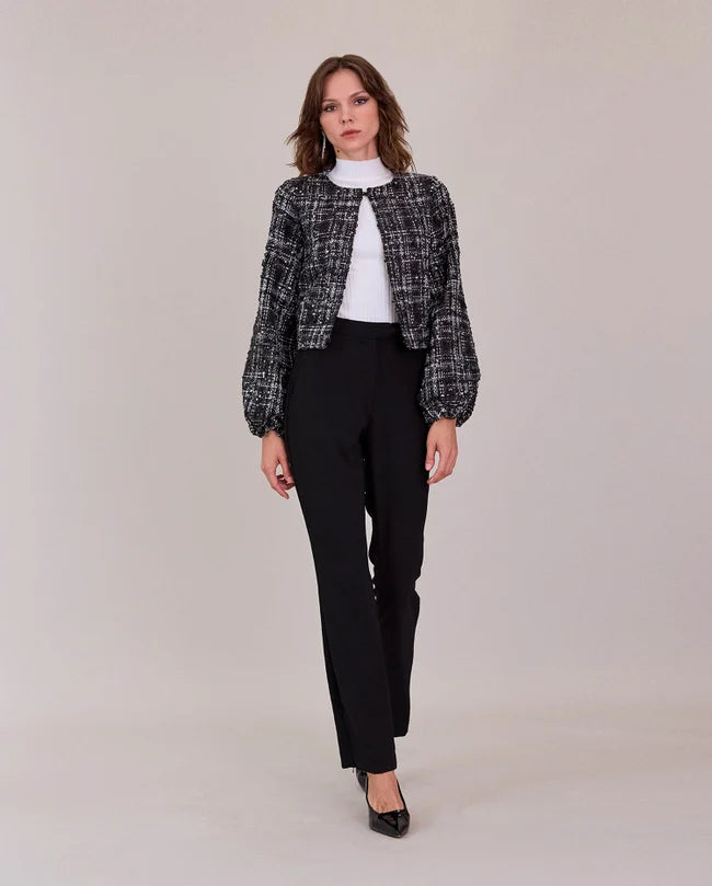 MILAN BLACK & WHITE TWEED JACKET | METALLIC ACCENT CROPPED JACKET by A/F