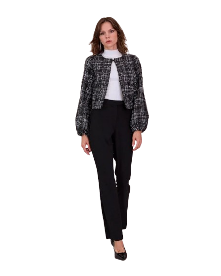 MILAN BLACK & WHITE TWEED JACKET | METALLIC ACCENT CROPPED JACKET by A/F