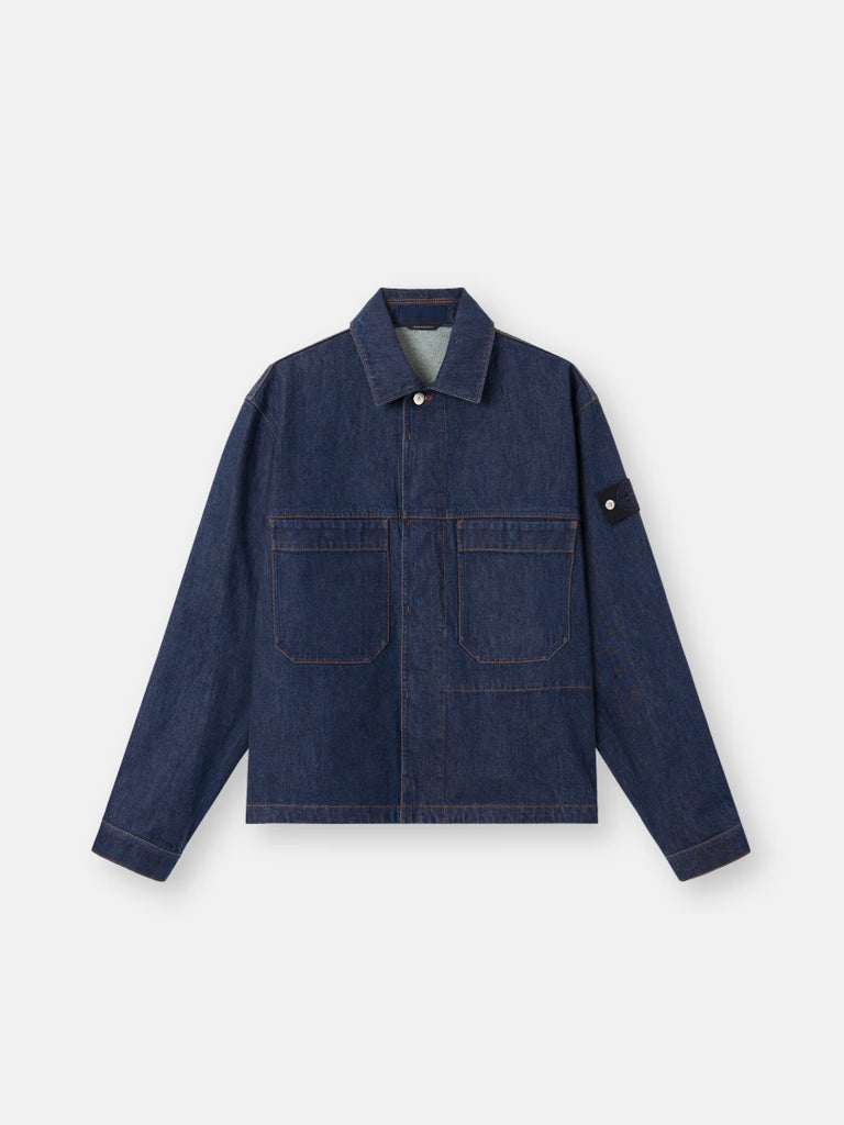 INDIGO DENIM-RINSED COACH JACKET | ORGANIC COTTON DENIM OUTERWEAR