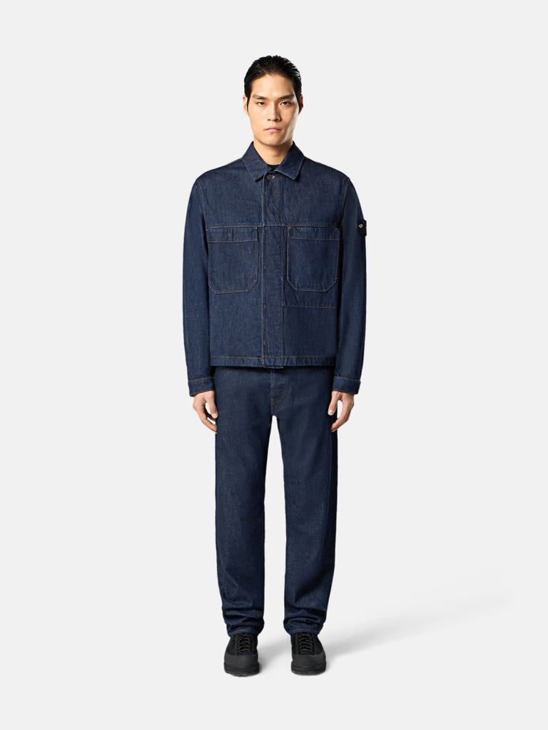 INDIGO DENIM-RINSED COACH JACKET | ORGANIC COTTON DENIM OUTERWEAR