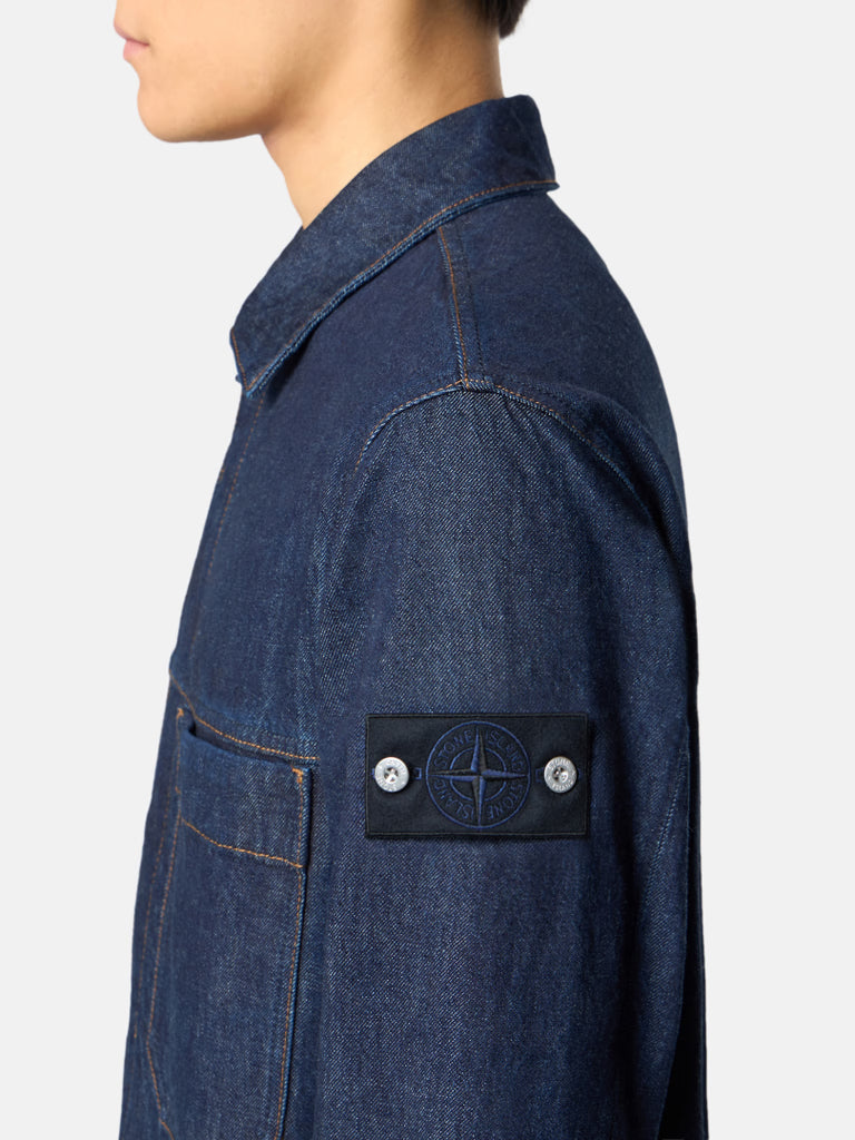 INDIGO DENIM-RINSED COACH JACKET | ORGANIC COTTON DENIM OUTERWEAR