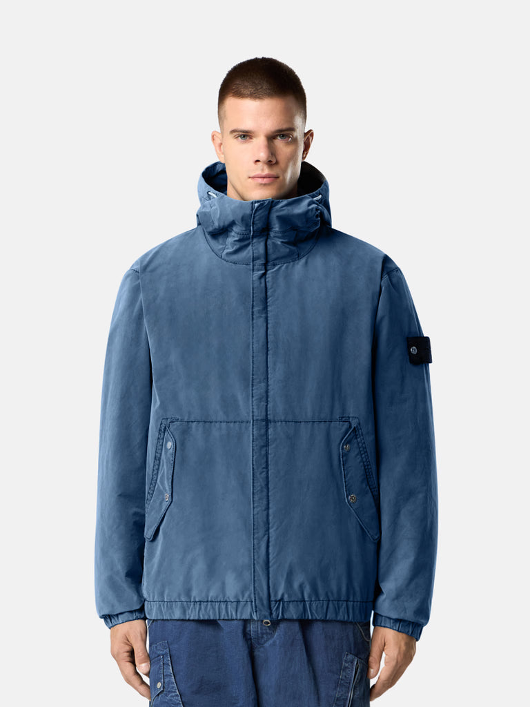 DAVID LIGHT INDIGO-TC HOODED JACKET | WATER-REPELLENT TECHNICAL OUTERWEAR