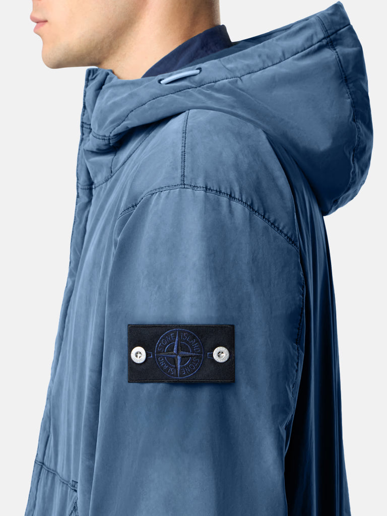DAVID LIGHT INDIGO-TC HOODED JACKET | WATER-REPELLENT TECHNICAL OUTERWEAR
