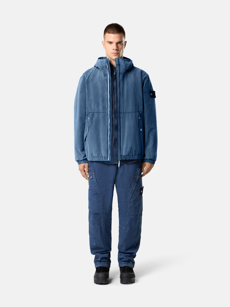 DAVID LIGHT INDIGO-TC HOODED JACKET | WATER-REPELLENT TECHNICAL OUTERWEAR