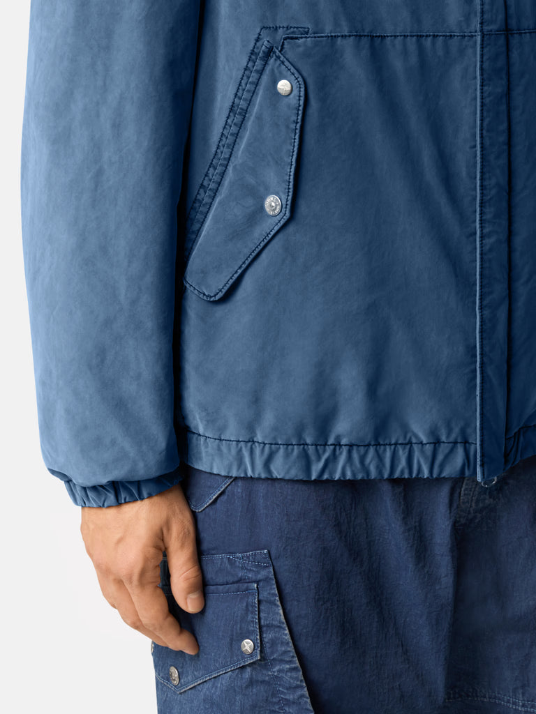 DAVID LIGHT INDIGO-TC HOODED JACKET | WATER-REPELLENT TECHNICAL OUTERWEAR