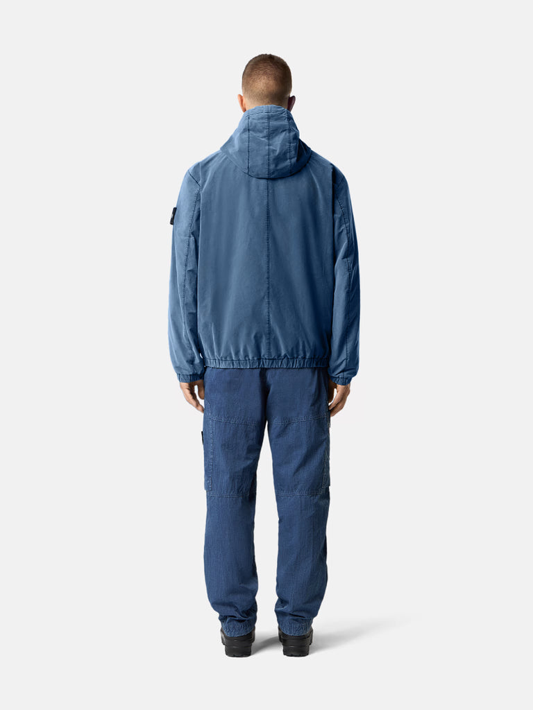 DAVID LIGHT INDIGO-TC HOODED JACKET | WATER-REPELLENT TECHNICAL OUTERWEAR